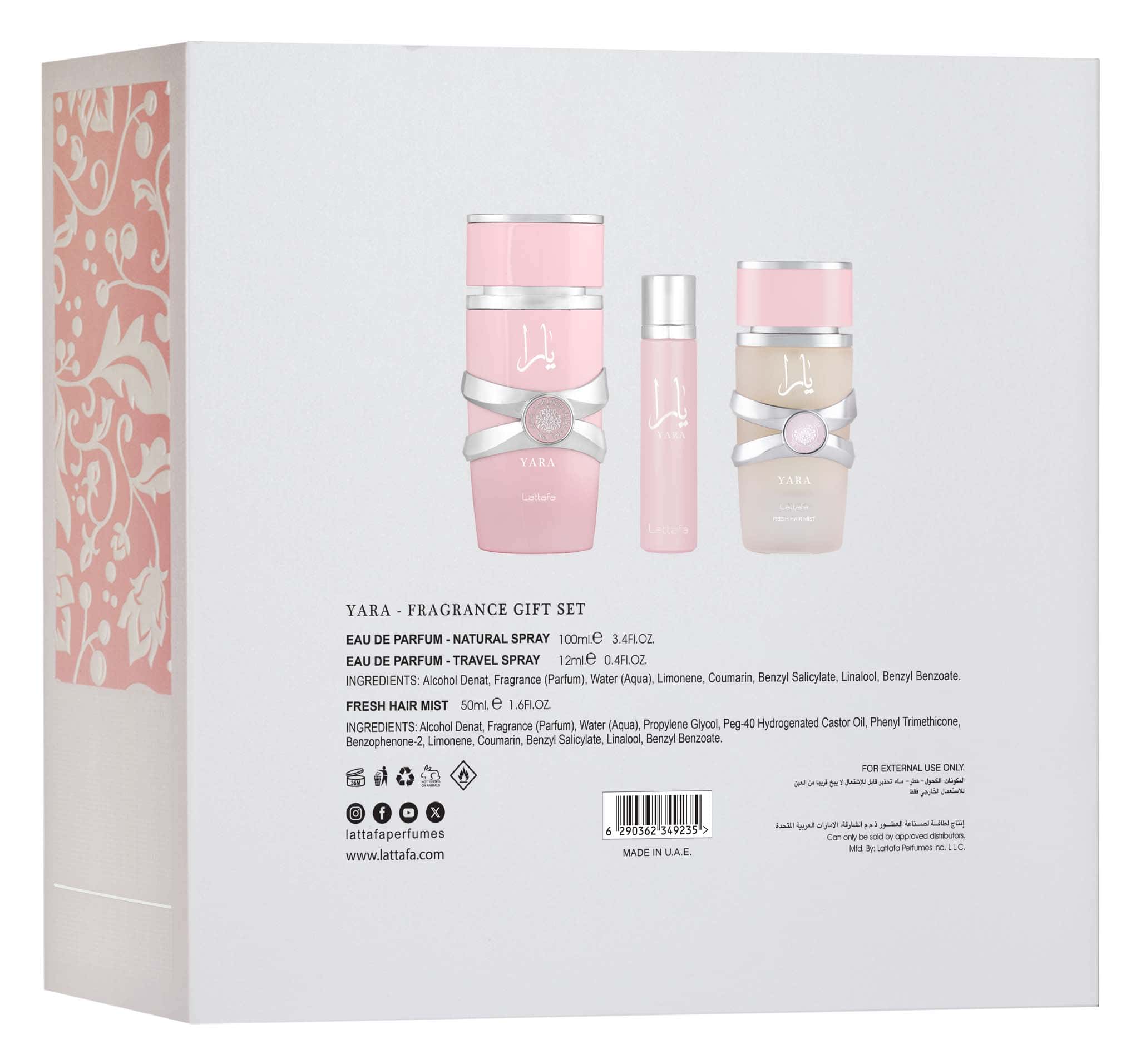 Lattafa Gift Set – Yara 100Ml – 12ml – Hairmist | Best Lattafa